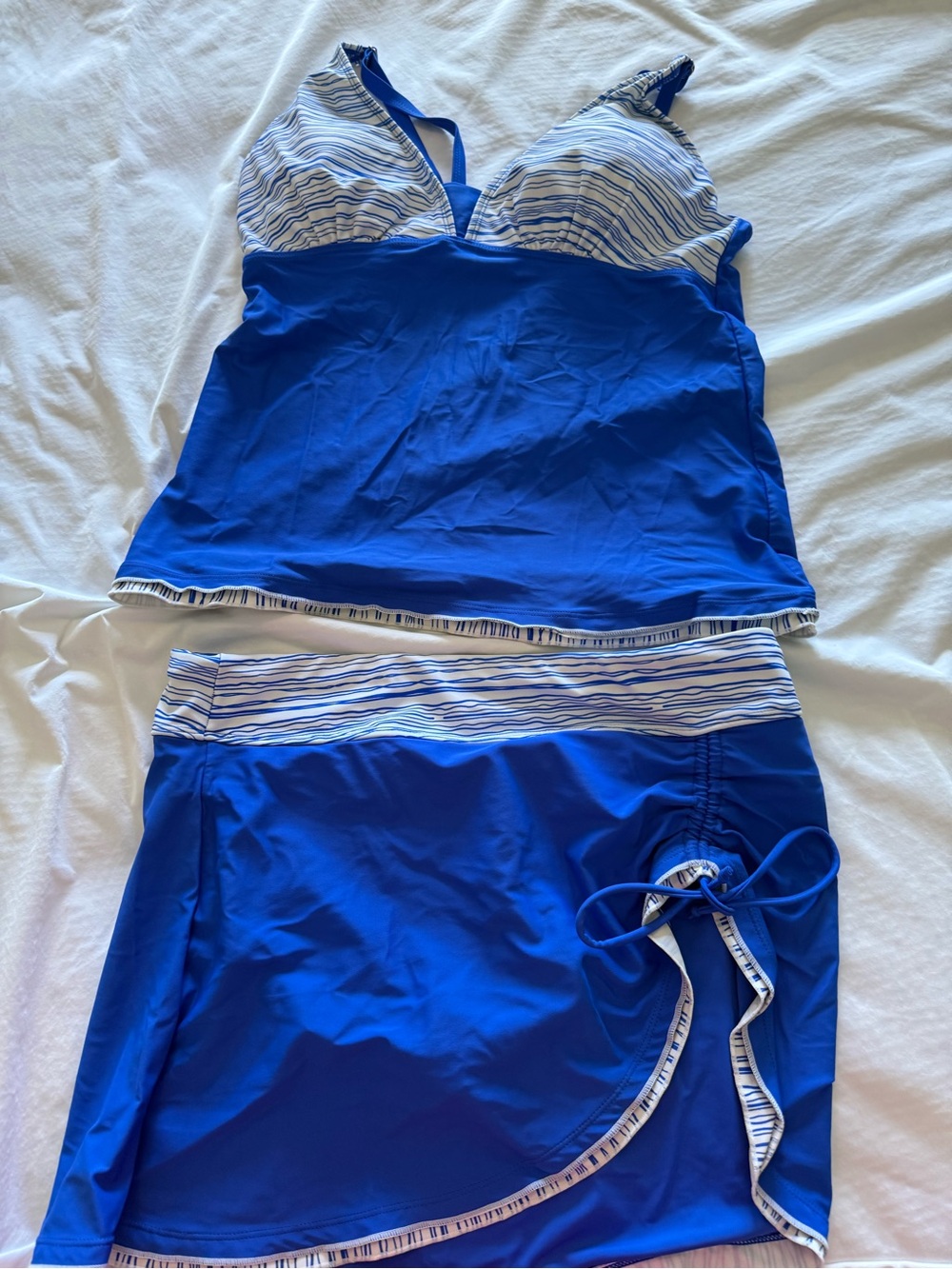 Blue Women's Tankini with Skirt Swim Set